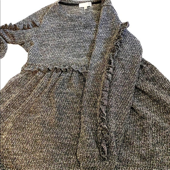 Anthropologie Ro&De Gray Long Sleeve Knit Stella Ruffle Dress, Size XS - Picture 8 of 15